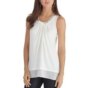 WHBM Gold Necklace Sleeveless Pleat Top